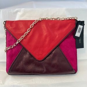 Multicolor evening clutch with chain strap